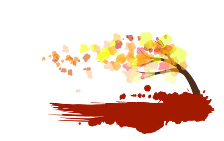 Abstract autumn tree in the wind illustrationのイラスト素材