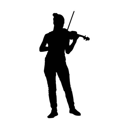 Silhouette of a Girl Playing Violinのイラスト素材