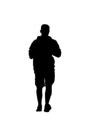 Posh Man Silhouette in Summer Shorts Walkingのイラスト素材