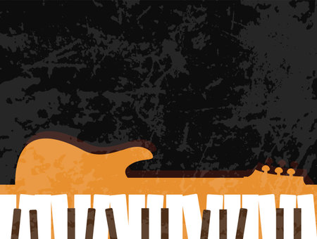 Guitar Piano Music Lesson Poster Template with Grunge Textureのイラスト素材