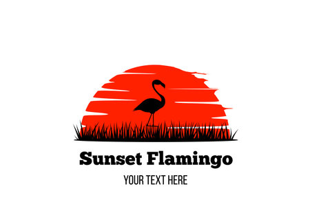 Flamingo at Sunset Silhouette Iconのイラスト素材