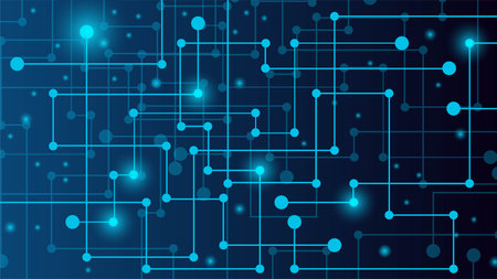 Modern Digital Technology and Computing Concept Background in Blueのイラスト素材