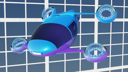Futuristic car with gravity engine. Concept