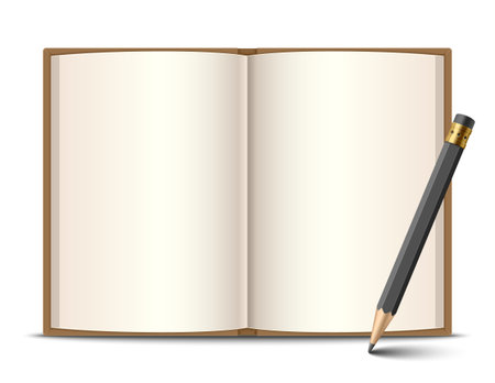 Open book and pencil, vector illustrationのイラスト素材