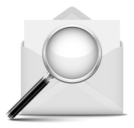 Open envelope and magnifying glassのイラスト素材