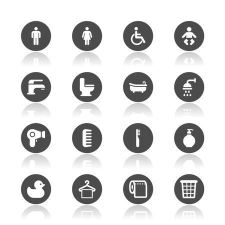 Bathroom iconsのイラスト素材