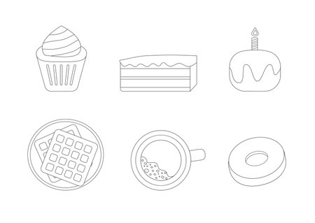 Hand drawn piece of cake minimalist design, cafe and bakery concept. Vector illustration isolated on white backgroundのイラスト素材