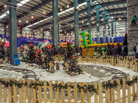 A wonderful playground for children arranged for winter holidays.のeditorial素材