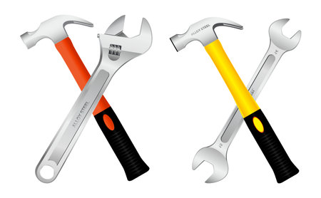realistic steel nail hammer isolated, pliers with rubber handles. eps formatのイラスト素材