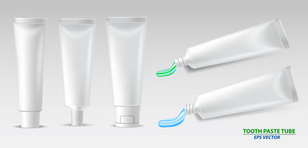 Realistic toothpaste, white background , tube of illustration toothpaste.のイラスト素材