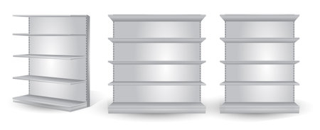 stock vector sale promotion shelf blank empty realistic, promotion shelf retail trade stands various types and sizes.のイラスト素材