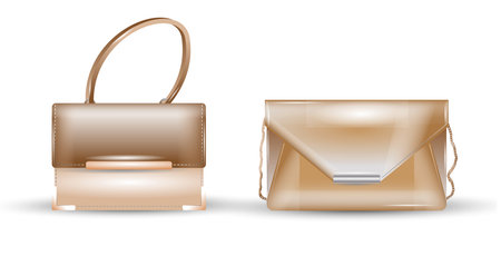 realistic women handbags isolated, leather female handbag,shopping bags collection. eps format.のイラスト素材