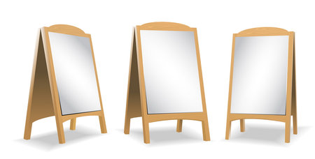 realistic advertising stands sidewalk set of 

board rectangular empty blank, sandwich stands 

sidewalk.のイラスト素材