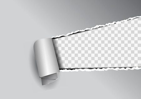 realistic holes torn in paper or hole torn sheet paper on white background or ripped paper isolatedのイラスト素材