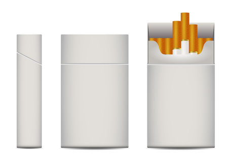 Realistic smoldering cigarettes, illustration 

of cigarette set isolated on white background, 

Burn and Broken Cigarette.のイラスト素材