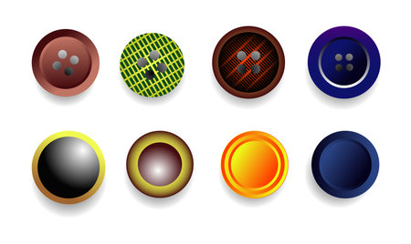 realistic sewing button jeans collection. set 

of sewing buttons isolated on white 

background. Set of colorful sewing button.のイラスト素材