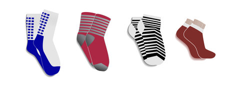 realistic socks type cloth. various kinds of 

long and short socks. modern style foot wear...