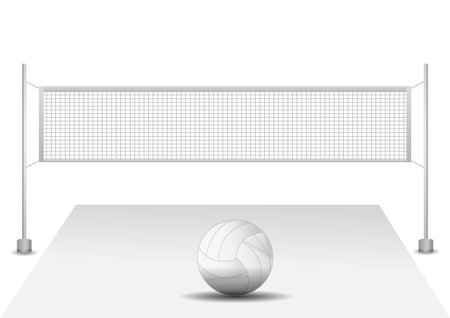 realistic volleyball net with ball white and blue. 

volleyball net sport. beach volley sport 

competition.のイラスト素材