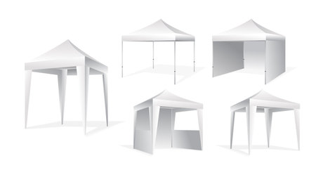 Realistic stand promotional advertising outdoor 

event trade show. illustration of a tent for 

selling. outdoor promotional advertising tentのイラスト素材
