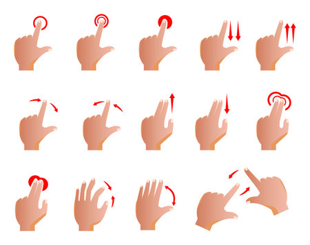 hand cursor touch screen gestures. hand gestures 

interactive touchscreen finger swipe touch. hand 

cursor touch screen gestures. hand gesture 

smartphone screenのイラスト素材