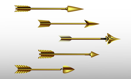 antique bow and arrow isolated on white 

background. set of decorative arrows. vintage 

arrow in engraving style. retro arrow engraving 

antique.のイラスト素材