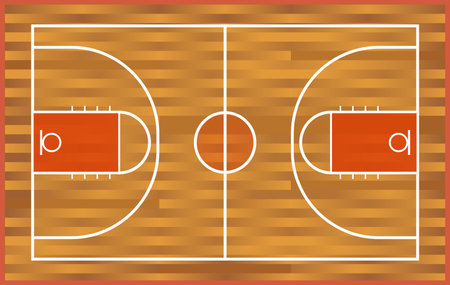 realistic wooden basketball court. wooden court background isometric parquet fieldのイラスト素材