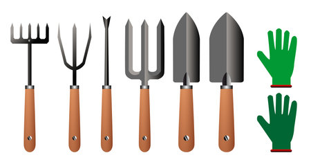 set of gardening tools isolatedのイラスト素材