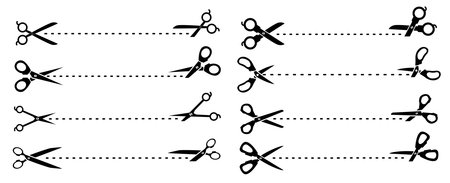 scissors silhouttes flat style isolated 

on whiteのイラスト素材