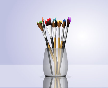 <p>illustration of paint brushes art tools&nbsp;</p><p><br></p><p>isolated</p>のイラスト素材