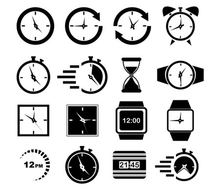 <p>illustration set of clock icons in&nbsp;</p><p><br></p><p>flat style</p>のイラスト素材