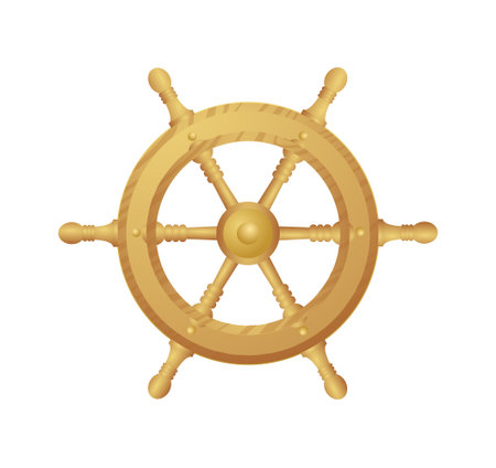 illustration of luxury ship steering 

wheel isolatedのイラスト素材