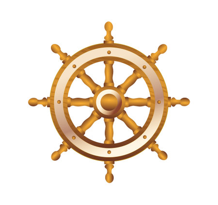 illustration of luxury ship steering 

wheel isolatedのイラスト素材