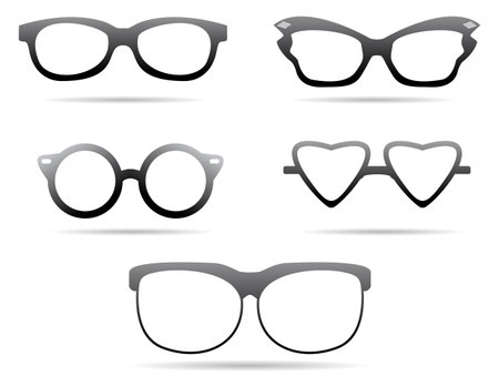 black silhouettes sun glasses retro styleのイラスト素材