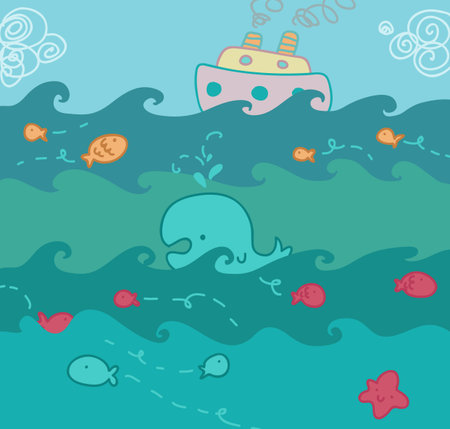 Life above and below the seaのイラスト素材