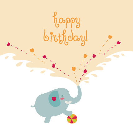 Happy cartoon elephant card. のイラスト素材