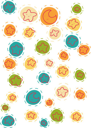cartoon stars and moons fancyのイラスト素材