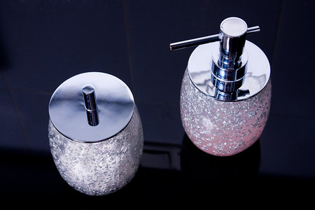 Set of bathroom  liquid soap, cottonの写真素材