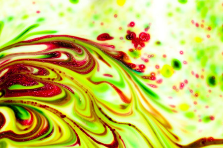 Colored paint stains smeared in a chaotic messの写真素材