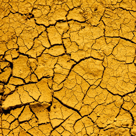 Cracks in dry and parched earthの写真素材