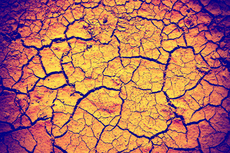 Cracks in dry and parched earthの写真素材