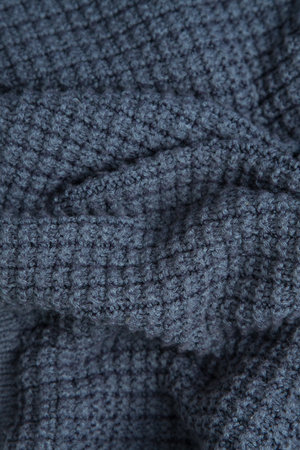 texture of knitting, creases, dark blue sweater