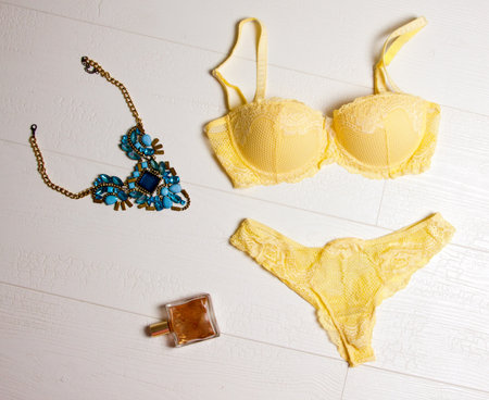 Beautiful gentle Women's underwear, panties and braの写真素材