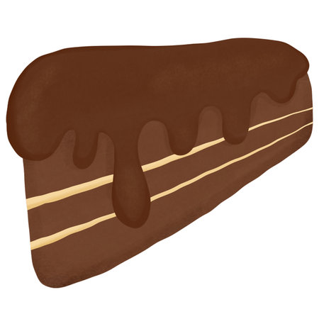 Drawing of a chocolate cake with icing on a white background.の写真素材
