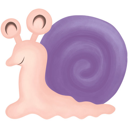 Cute cartoon snail on a white background. Vector illustration.の写真素材