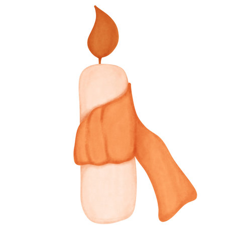 Candle on a white background. Watercolor. Vector illustration. Halloween decorationsの写真素材