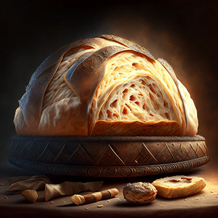 Loaf bread freshly baked bread. food vector illustrationの素材