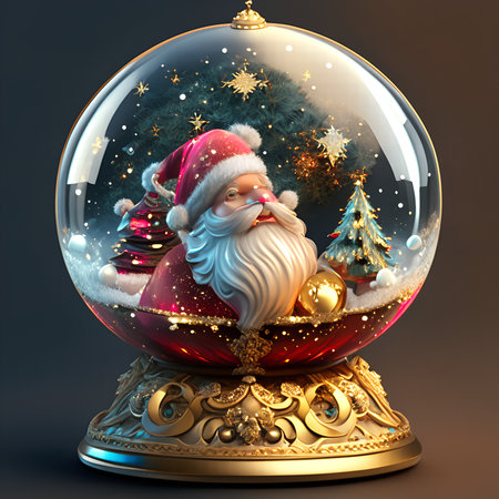 Christmas snow globe with Santa Claus and Christmas tree. Christmas decorationsの素材