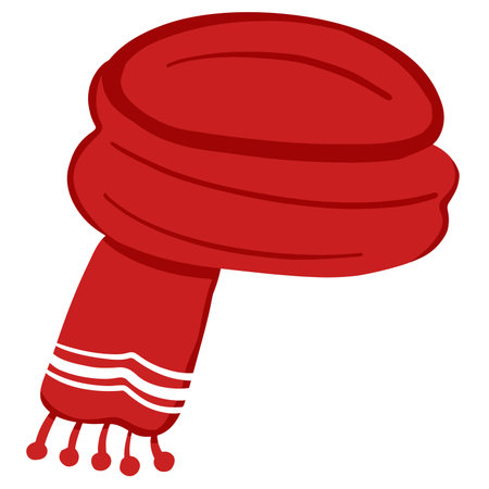 Christmas decoration Red scarf  Cartoon style. Vector illustration.のイラスト素材