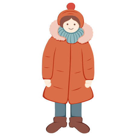 Children wear warm clothes in winterのイラスト素材