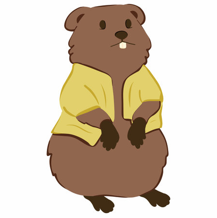 Cute groundhog cartoon, vector illustration Happy Groundhog Dayのイラスト素材